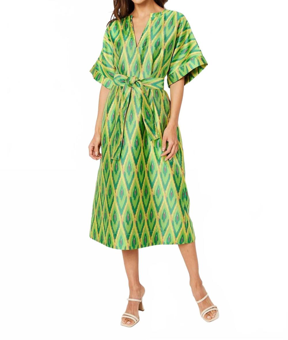 NEW ABBEY GLASS evelyn dress in lime ikat